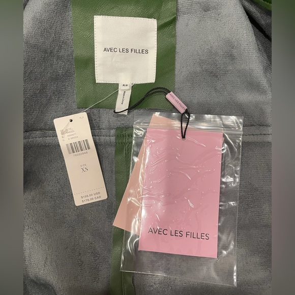 Anthropologie Aves Les Filles faux leather oversized shirt jacket in dark green - Picture 11 of 12